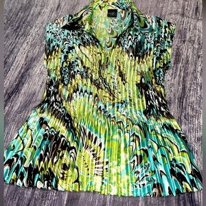 Mini Pleats Magic Scarf Blouse Womens‎ One Size Pleated Retro Polyester Top